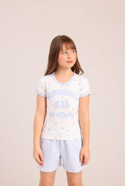 FOX בנות חולצה קצרה חולצת פוינטל עם הדפס חולצת פוינטל עם הדפס