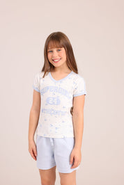 FOX בנות חולצה קצרה חולצת פוינטל עם הדפס חולצת פוינטל עם הדפס