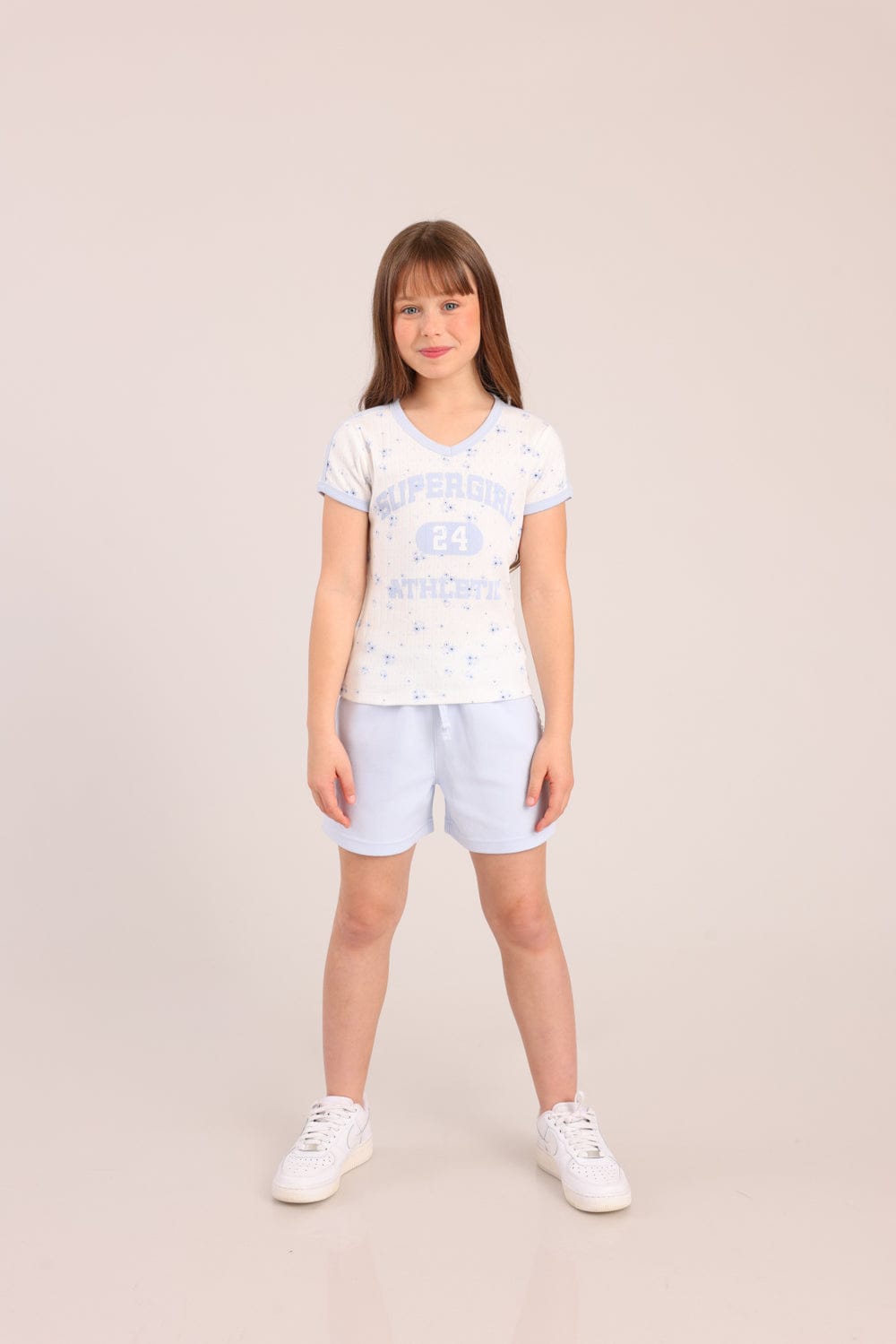 FOX בנות חולצה קצרה חולצת פוינטל עם הדפס חולצת פוינטל עם הדפס