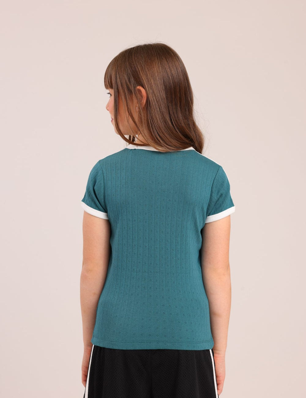 FOX בנות חולצה קצרה חולצת פוינטל עם הדפס חולצת פוינטל עם הדפס