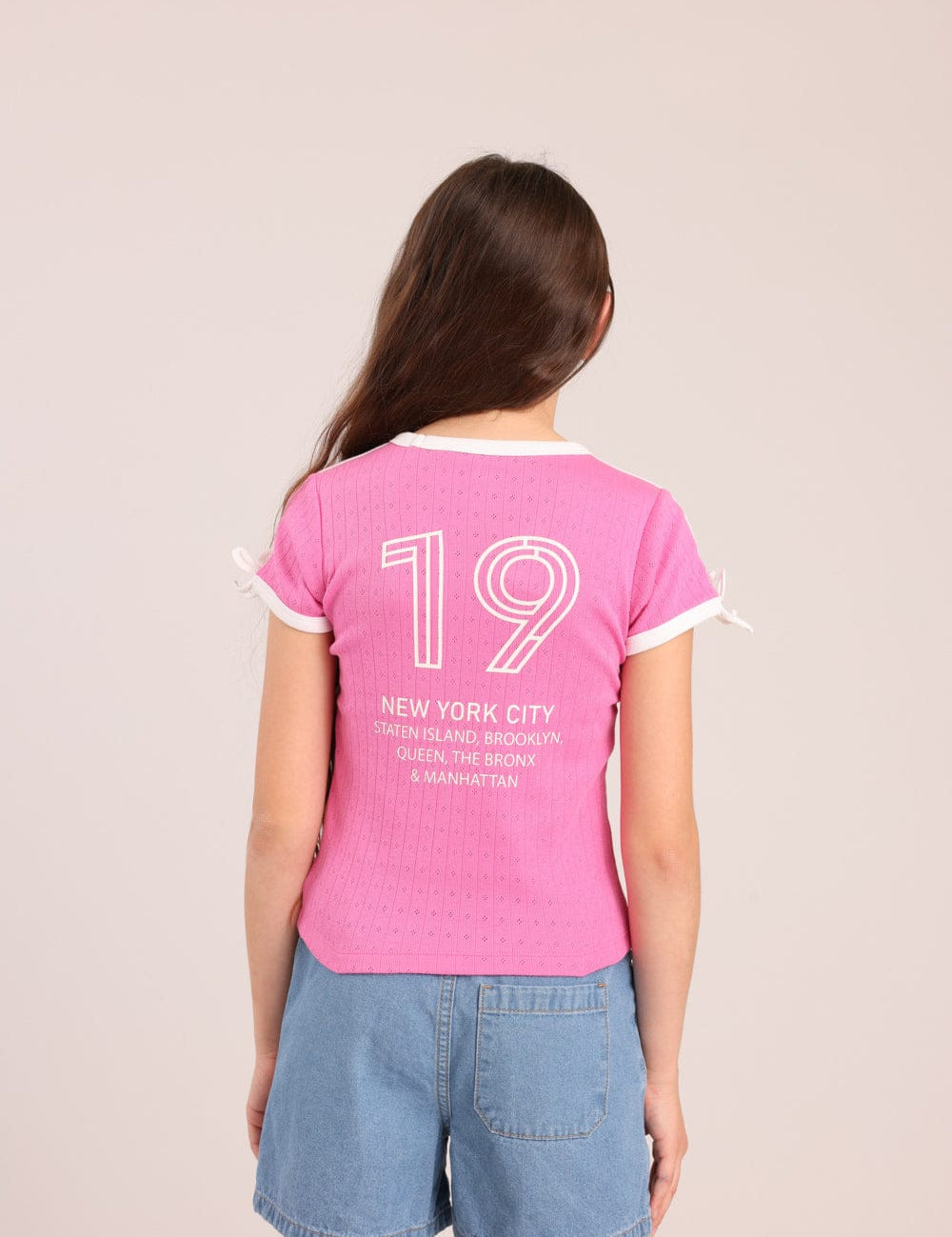 FOX בנות חולצה קצרה חולצת פוינטל עם הדפס חולצת פוינטל עם הדפס