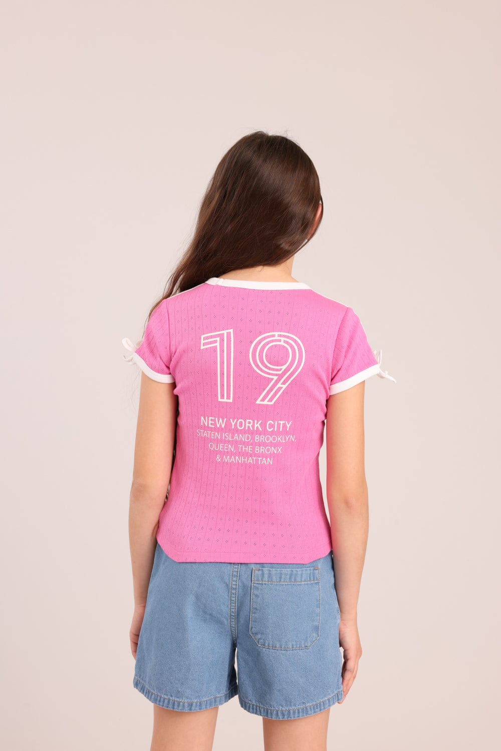 FOX בנות חולצה קצרה חולצת פוינטל עם הדפס חולצת פוינטל עם הדפס