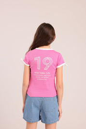 FOX בנות חולצה קצרה חולצת פוינטל עם הדפס חולצת פוינטל עם הדפס