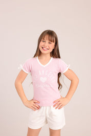 FOX בנות חולצה קצרה חולצת פוינטל עם הדפס חולצת פוינטל עם הדפס