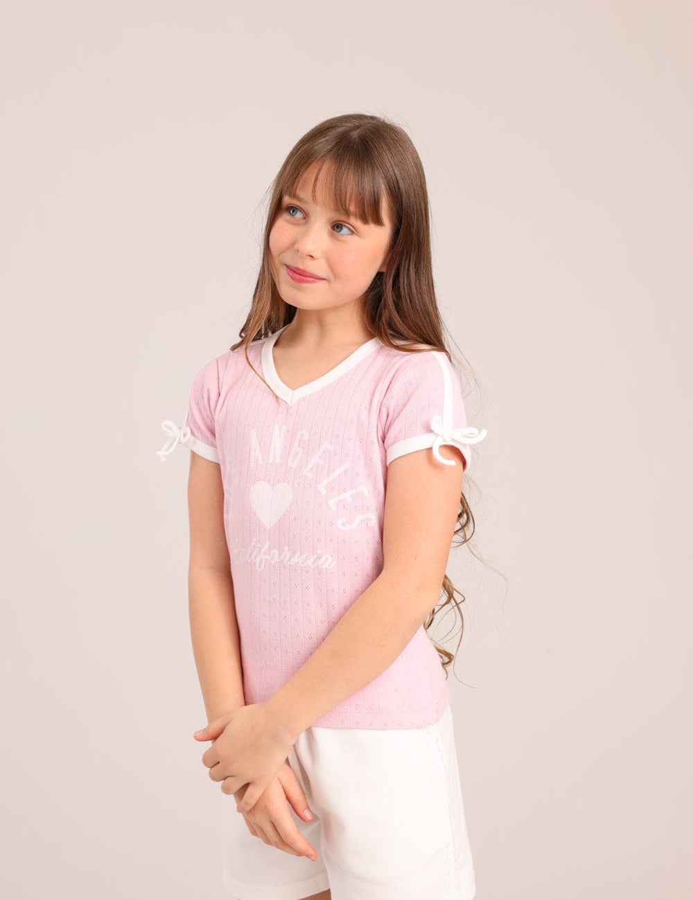 FOX בנות חולצה קצרה חולצת פוינטל עם הדפס חולצת פוינטל עם הדפס