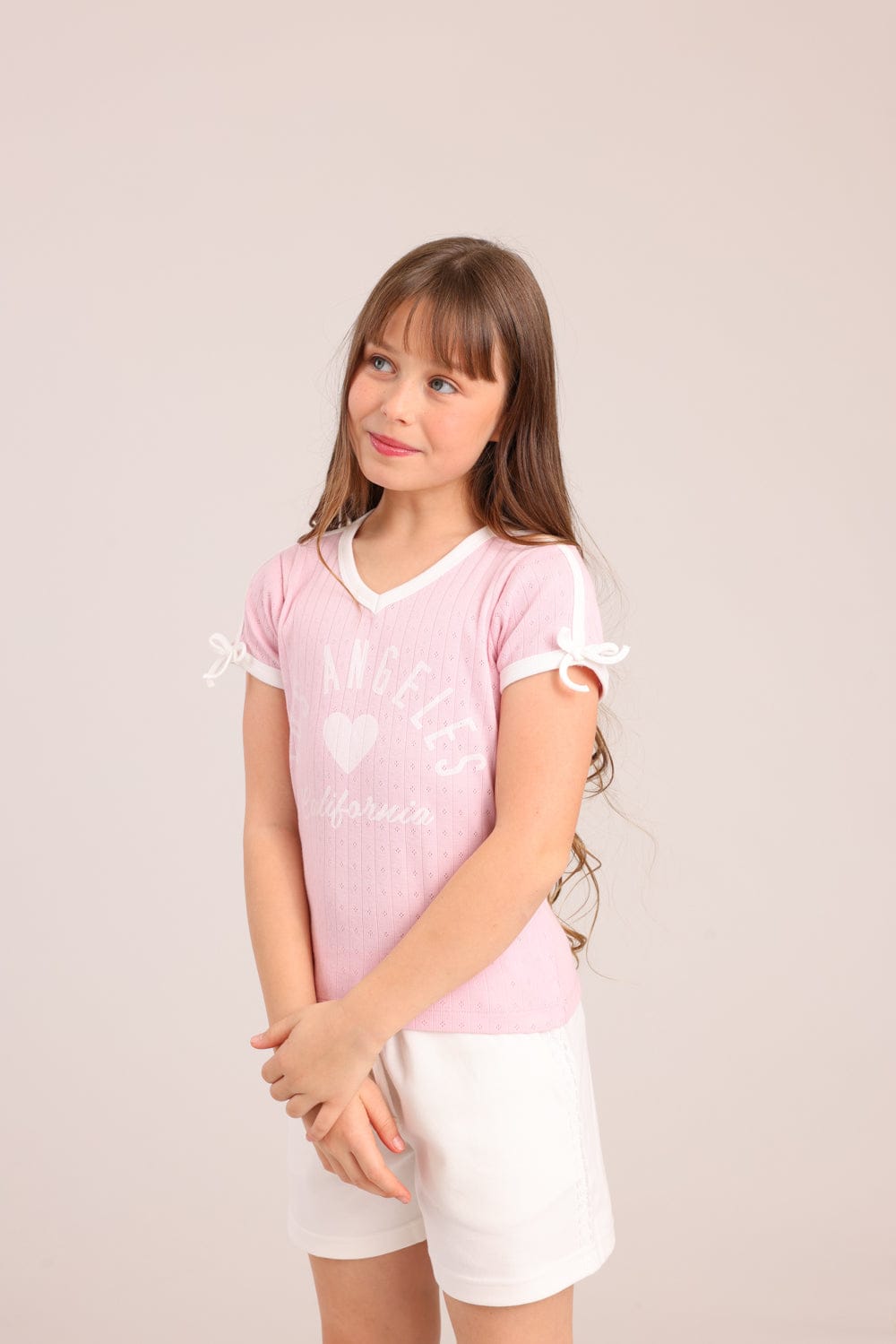 FOX בנות חולצה קצרה חולצת פוינטל עם הדפס חולצת פוינטל עם הדפס