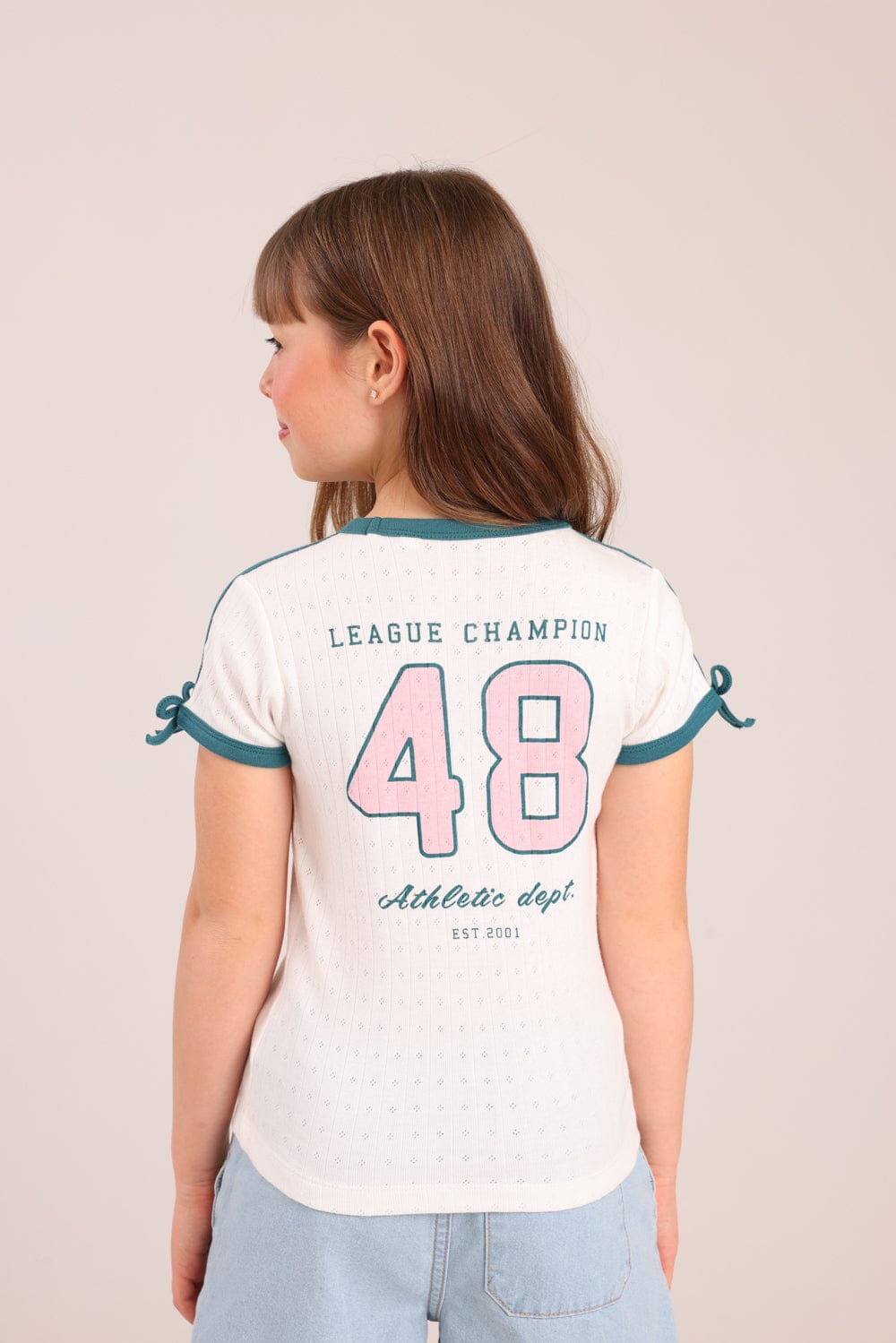 FOX בנות חולצה קצרה חולצת פוינטל עם הדפס חולצת פוינטל עם הדפס