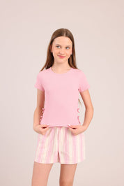 FOX בנות חולצה קצרה חולצת ריב עם פתחים בצדדים חולצת ריב עם פתחים בצדדים