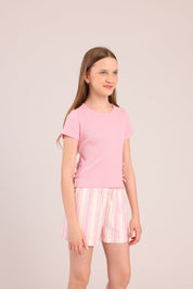 FOX בנות חולצה קצרה חולצת ריב עם פתחים בצדדים חולצת ריב עם פתחים בצדדים