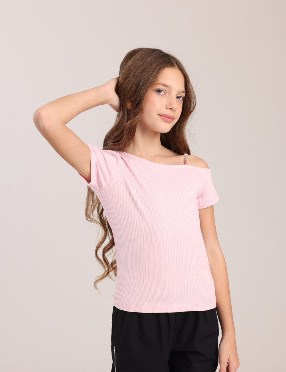 FOX בנות חולצה חולצה עם כתף אחת חולצה עם כתף אחת