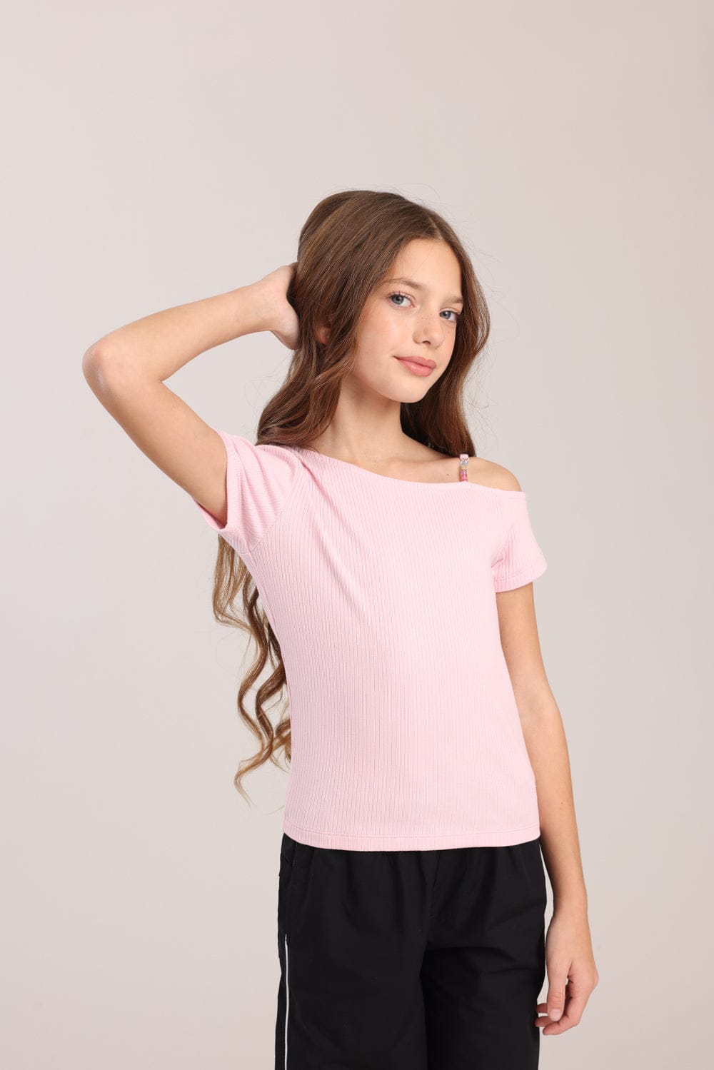 FOX בנות חולצה חולצה עם כתף אחת חולצה עם כתף אחת