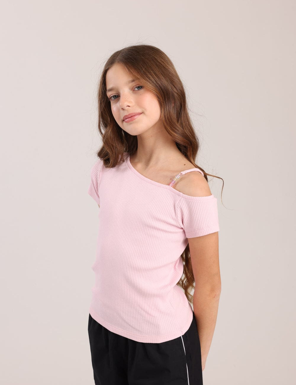 FOX בנות חולצה חולצה עם כתף אחת חולצה עם כתף אחת