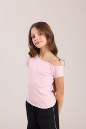 FOX בנות חולצה חולצה עם כתף אחת חולצה עם כתף אחת