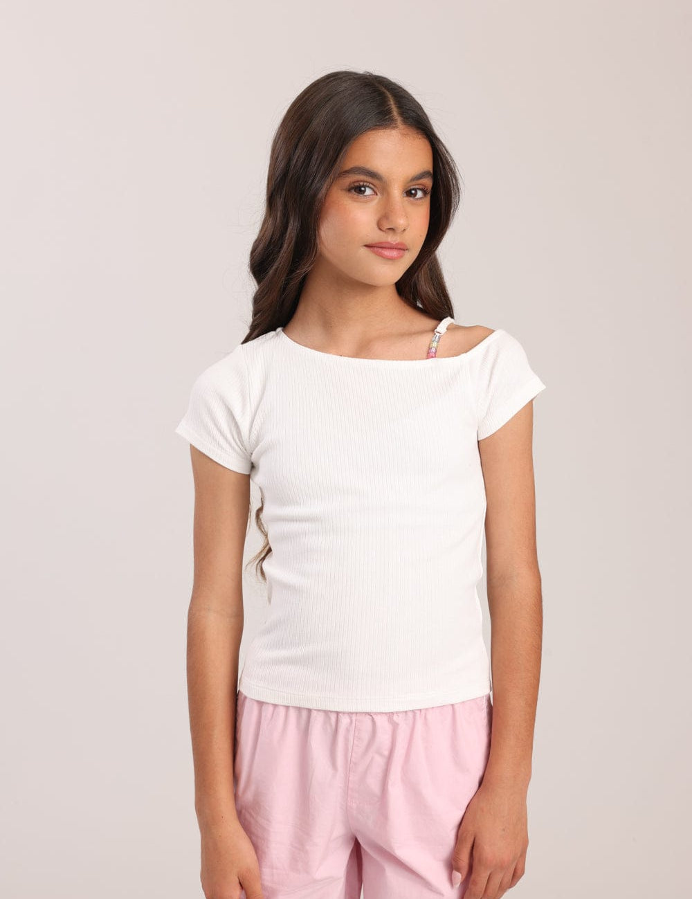 FOX בנות חולצה חולצה עם כתף אחת חולצה עם כתף אחת