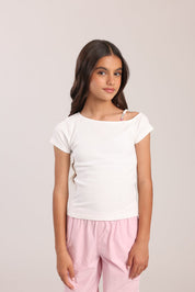 FOX בנות חולצה חולצה עם כתף אחת חולצה עם כתף אחת