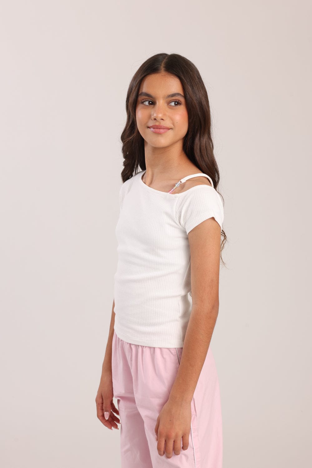 FOX בנות חולצה חולצה עם כתף אחת חולצה עם כתף אחת