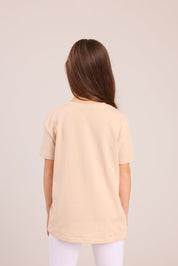 FOX בנות חולצה קצרה חולצת טריקו בייסיק אוברסייז צווארון V חולצת טריקו בייסיק אוברסייז צווארון V