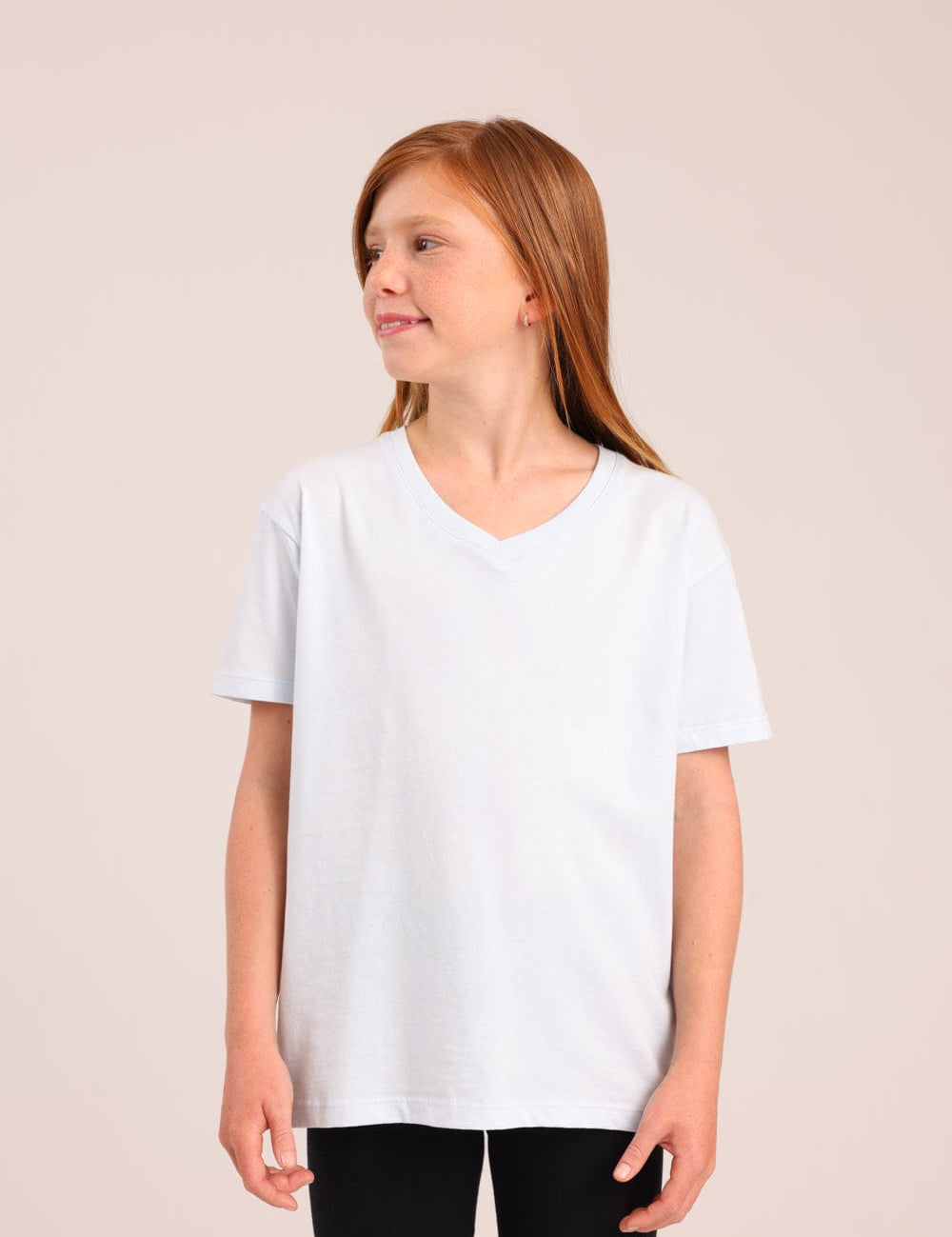 FOX בנות חולצה קצרה חולצת טריקו בייסיק אוברסייז צווארון V חולצת טריקו בייסיק אוברסייז צווארון V