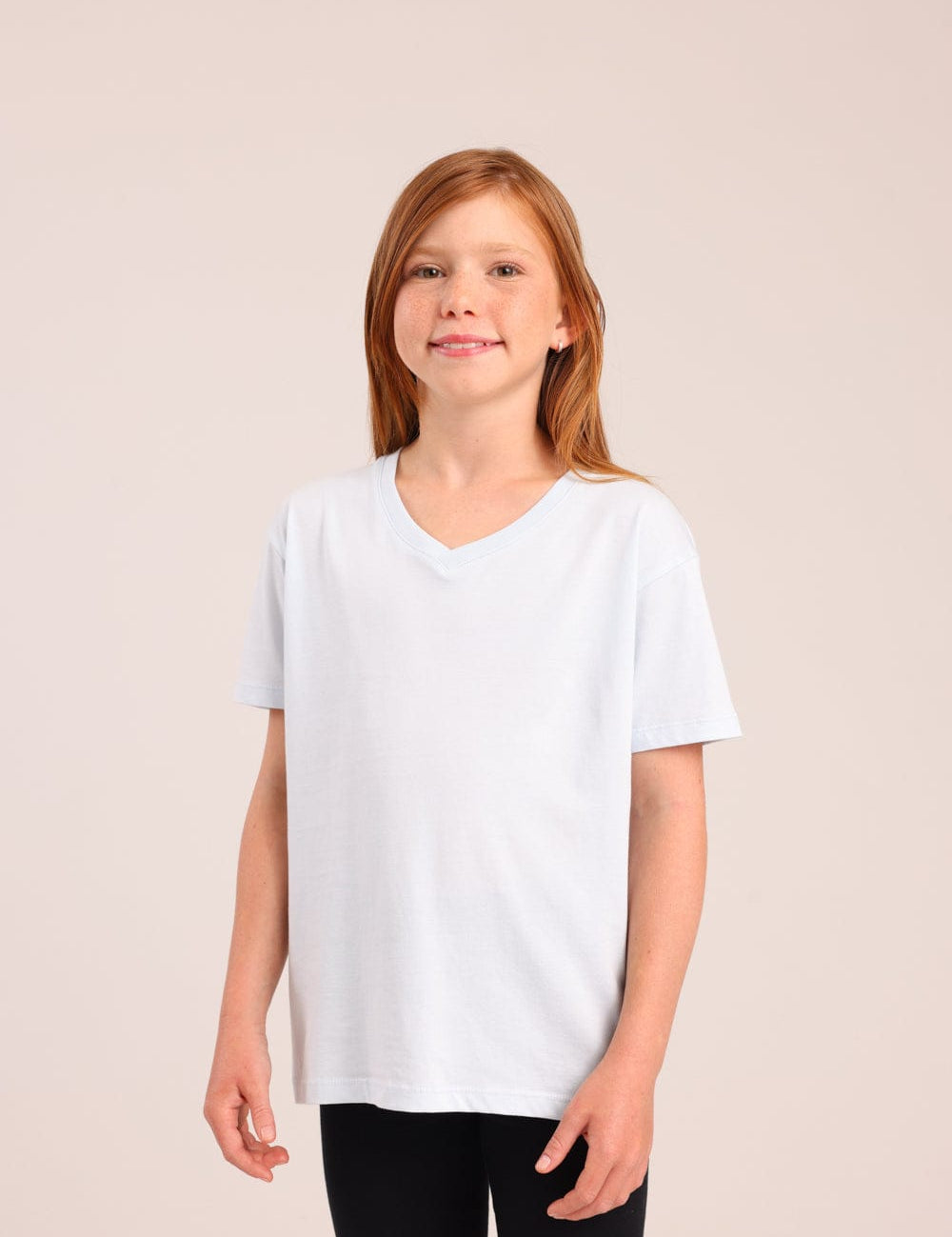 FOX בנות חולצה קצרה חולצת טריקו בייסיק אוברסייז צווארון V חולצת טריקו בייסיק אוברסייז צווארון V