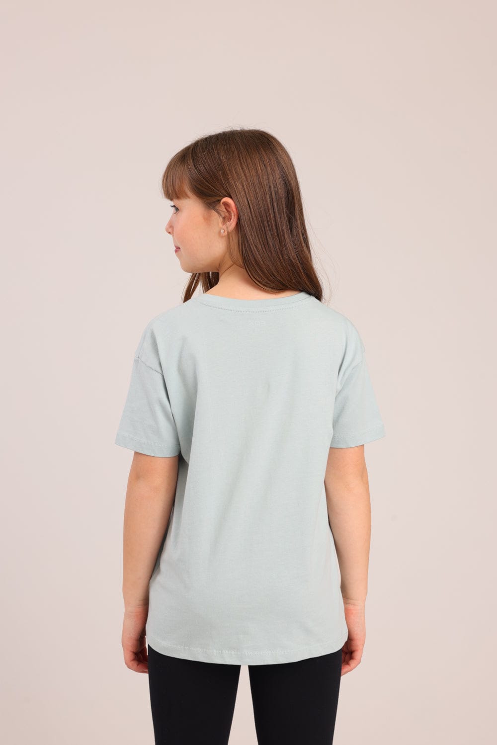 FOX בנות חולצה קצרה חולצת טריקו בייסיק אוברסייז צווארון V חולצת טריקו בייסיק אוברסייז צווארון V