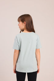 FOX בנות חולצה קצרה חולצת טריקו בייסיק אוברסייז צווארון V חולצת טריקו בייסיק אוברסייז צווארון V