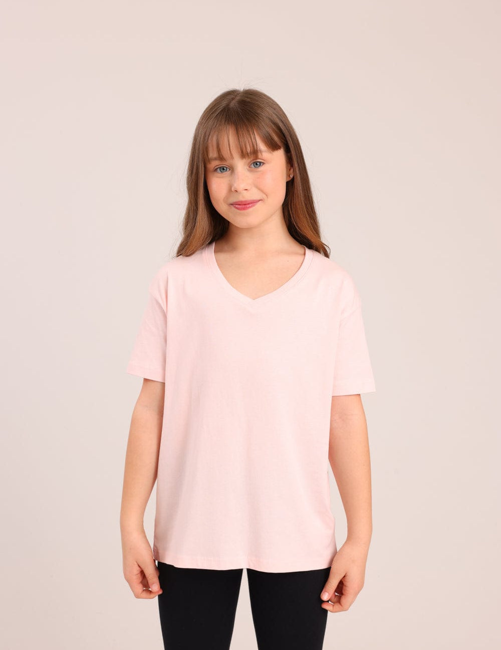 FOX בנות חולצה קצרה חולצת טריקו בייסיק אוברסייז צווארון V חולצת טריקו בייסיק אוברסייז צווארון V