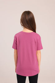 FOX בנות חולצה קצרה חולצת טריקו בייסיק אוברסייז צווארון V חולצת טריקו בייסיק אוברסייז צווארון V