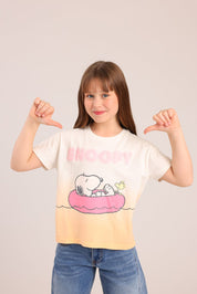 FOX בנות חולצה קצרה חולצה ממותגת סנופי חולצה ממותגת סנופי