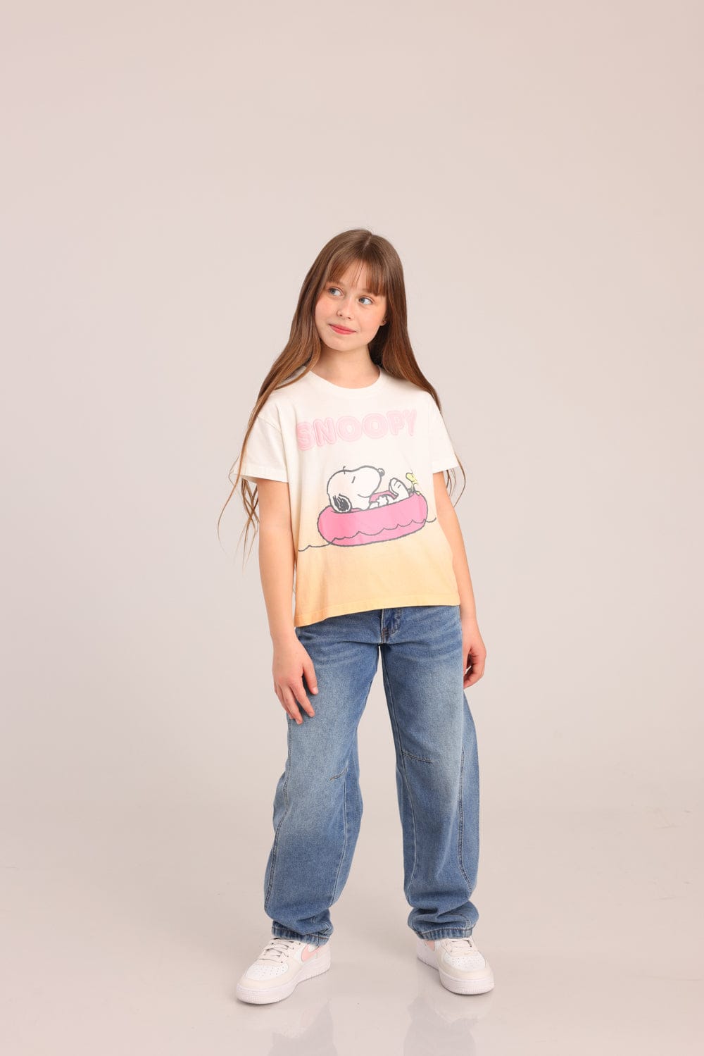 FOX בנות חולצה קצרה חולצה ממותגת סנופי חולצה ממותגת סנופי