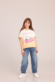 FOX בנות חולצה קצרה חולצה ממותגת סנופי חולצה ממותגת סנופי