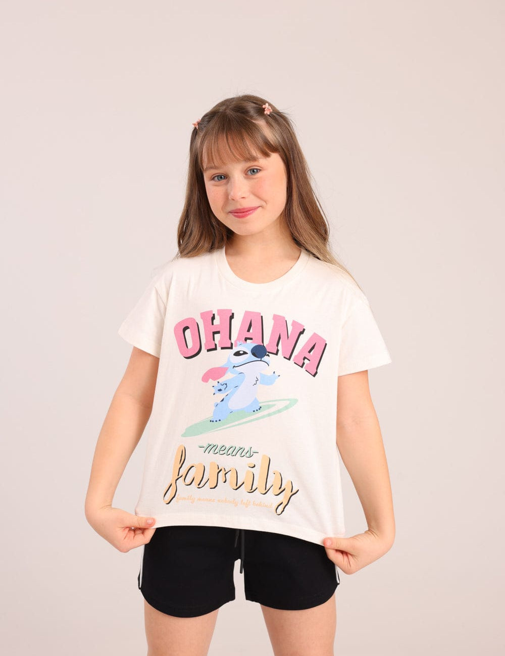 FOX בנות חולצה קצרה חולצה ממותגת סטיץ' דיסני חולצה ממותגת סטיץ' דיסני