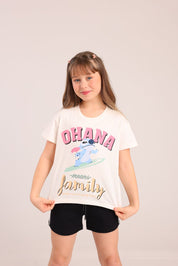 FOX בנות חולצה קצרה חולצה ממותגת סטיץ' דיסני חולצה ממותגת סטיץ' דיסני