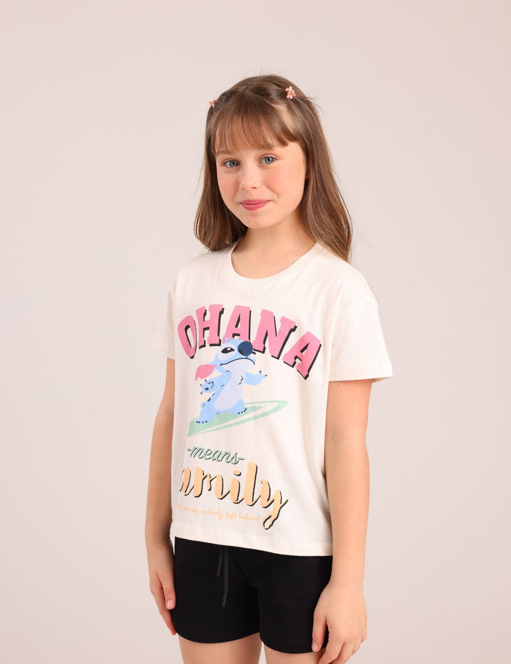 FOX בנות חולצה קצרה חולצה ממותגת סטיץ' דיסני חולצה ממותגת סטיץ' דיסני