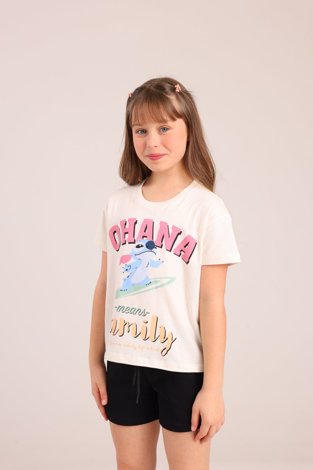 FOX בנות חולצה קצרה חולצה ממותגת סטיץ' דיסני חולצה ממותגת סטיץ' דיסני