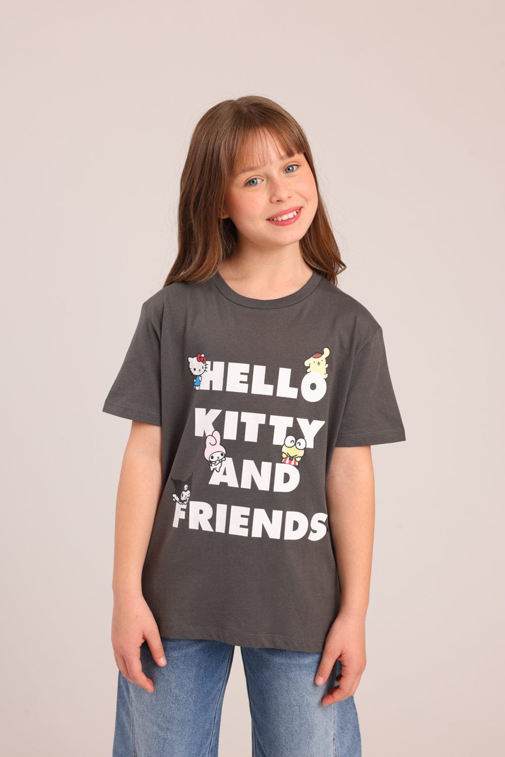 FOX בנות חולצה קצרה חולצה ממותגת הלו קיטי חולצה ממותגת הלו קיטי