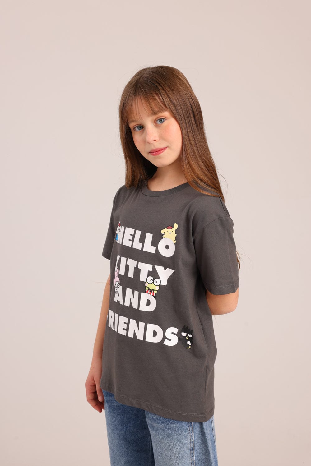 FOX בנות חולצה קצרה חולצה ממותגת הלו קיטי חולצה ממותגת הלו קיטי