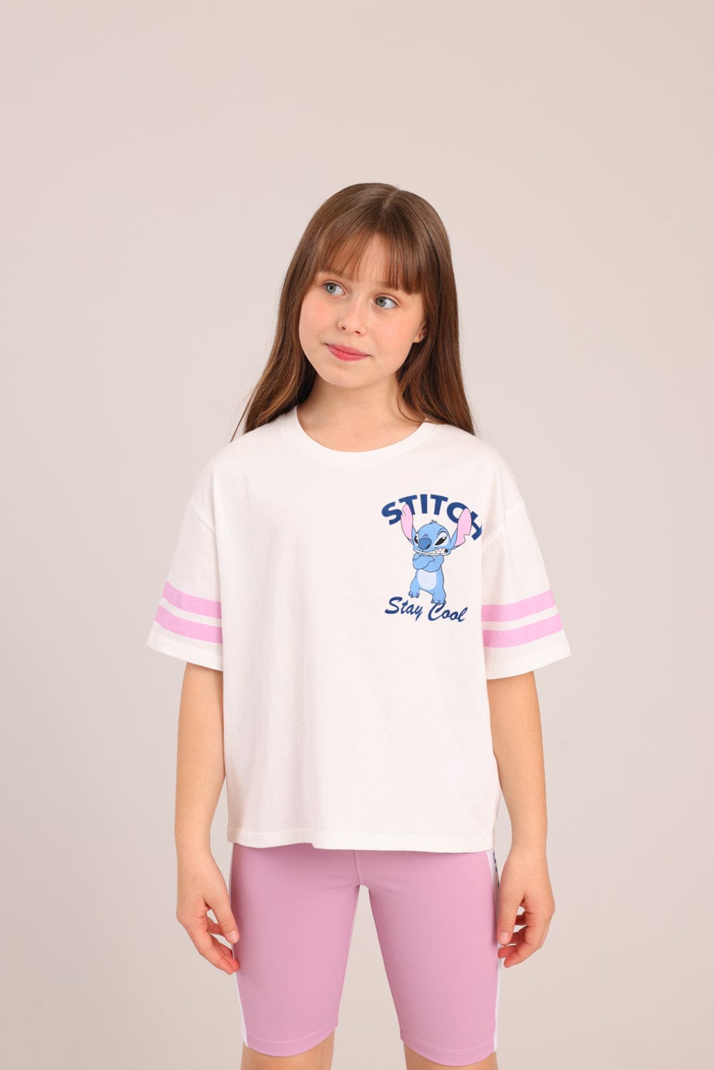 FOX בנות חולצה קצרה חולצה ממותגת סטיץ' דיסני חולצה ממותגת סטיץ' דיסני