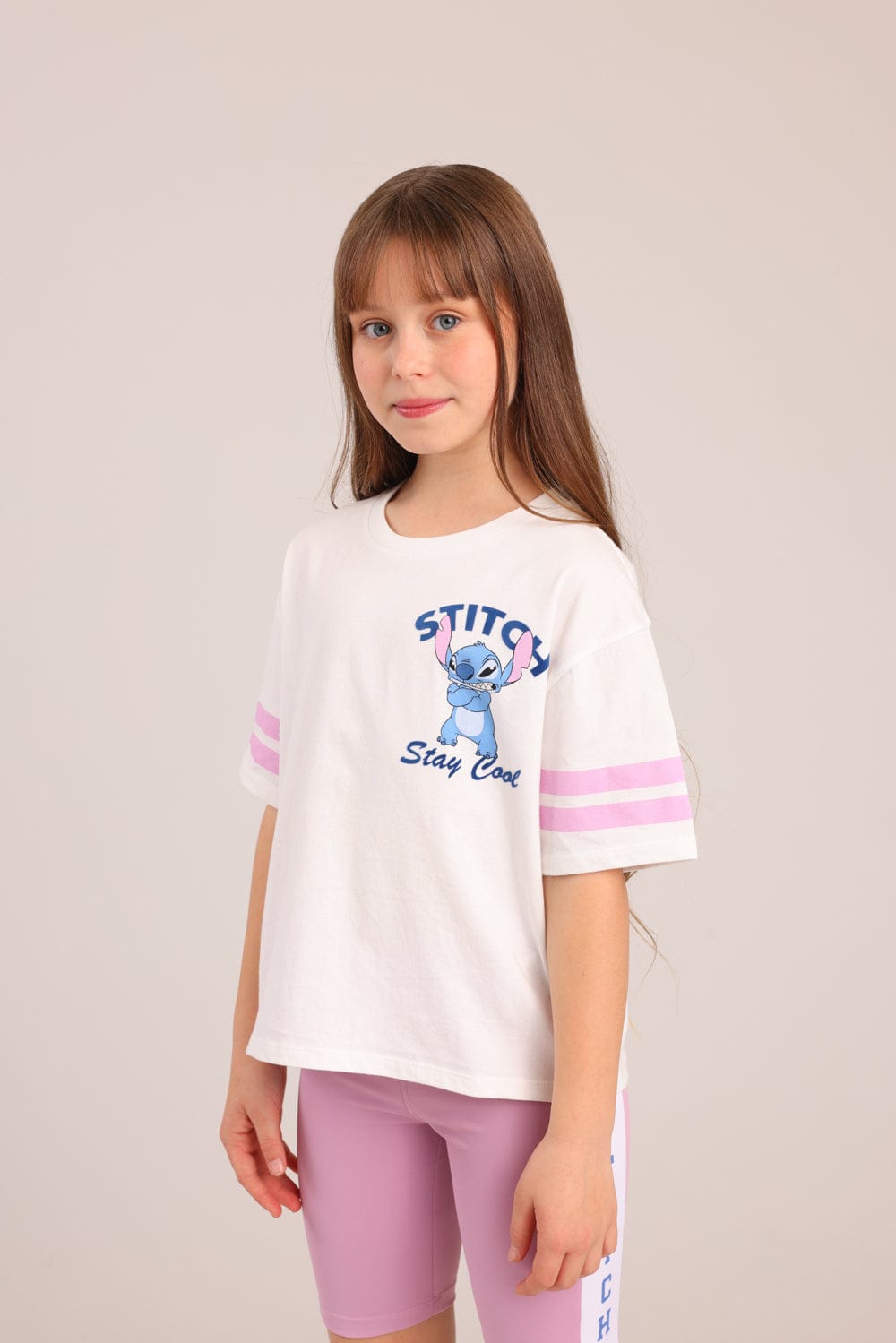 FOX בנות חולצה קצרה חולצה ממותגת סטיץ' דיסני חולצה ממותגת סטיץ' דיסני