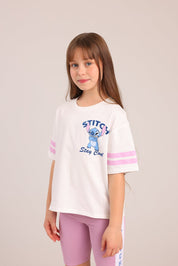 FOX בנות חולצה קצרה חולצה ממותגת סטיץ' דיסני חולצה ממותגת סטיץ' דיסני