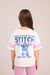 FOX בנות חולצה קצרה חולצה ממותגת סטיץ' דיסני חולצה ממותגת סטיץ' דיסני