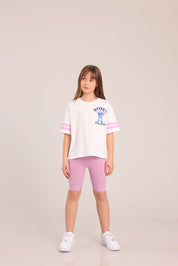 FOX בנות חולצה קצרה חולצה ממותגת סטיץ' דיסני חולצה ממותגת סטיץ' דיסני