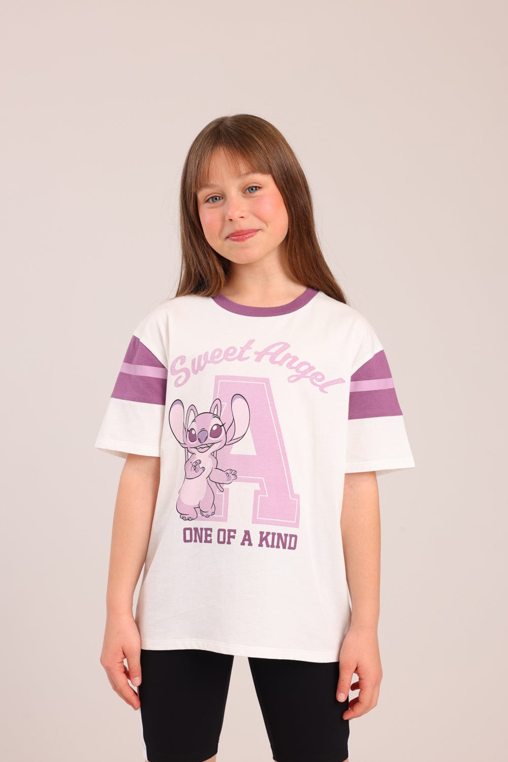 FOX בנות חולצה קצרה חולצה ממותגת סטיץ' דיסני חולצה ממותגת סטיץ' דיסני