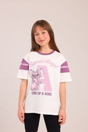 FOX בנות חולצה קצרה חולצה ממותגת סטיץ' דיסני חולצה ממותגת סטיץ' דיסני