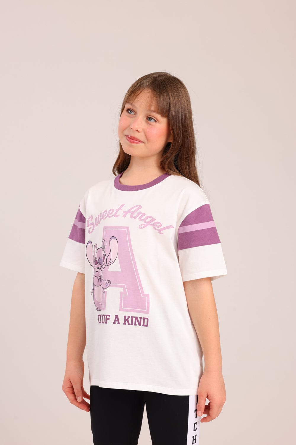 FOX בנות חולצה קצרה חולצה ממותגת סטיץ' דיסני חולצה ממותגת סטיץ' דיסני