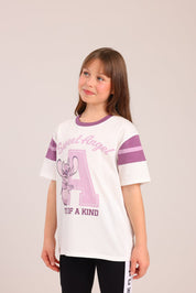 FOX בנות חולצה קצרה חולצה ממותגת סטיץ' דיסני חולצה ממותגת סטיץ' דיסני