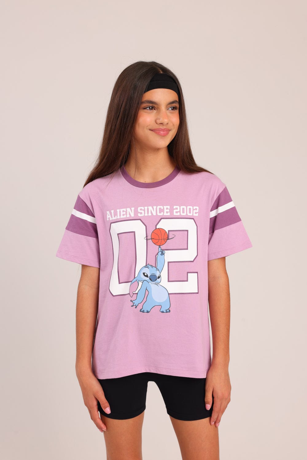 FOX בנות חולצה קצרה חולצה ממותגת סטיץ' דיסני חולצה ממותגת סטיץ' דיסני