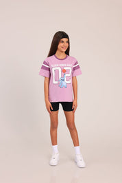 FOX בנות חולצה קצרה חולצה ממותגת סטיץ' דיסני חולצה ממותגת סטיץ' דיסני