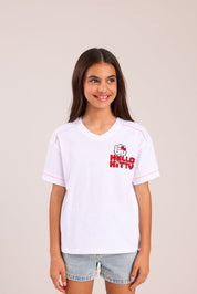 FOX בנות חולצה קצרה חולצה ממותגת הלו קיטי חולצה ממותגת הלו קיטי