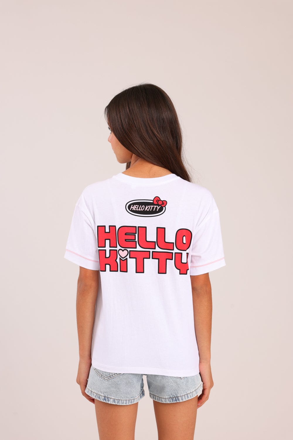 FOX בנות חולצה קצרה חולצה ממותגת הלו קיטי חולצה ממותגת הלו קיטי