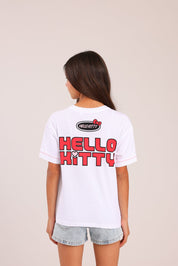 FOX בנות חולצה קצרה חולצה ממותגת הלו קיטי חולצה ממותגת הלו קיטי